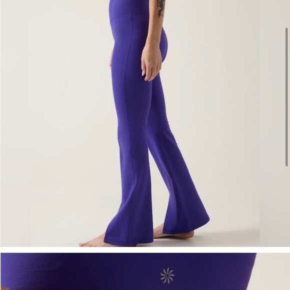 Athleta purple high waist boot/flare front slit yoga pants/leggings Small/ TALL - Picture 3 of 9